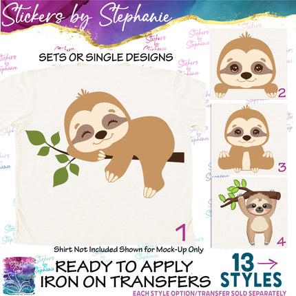 (s02A-127) Baby Sloth Iron-On Transfer or Sticker