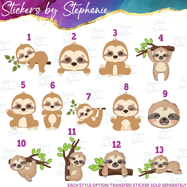 (s02A-127) Baby Sloth Iron-On Transfer or Sticker