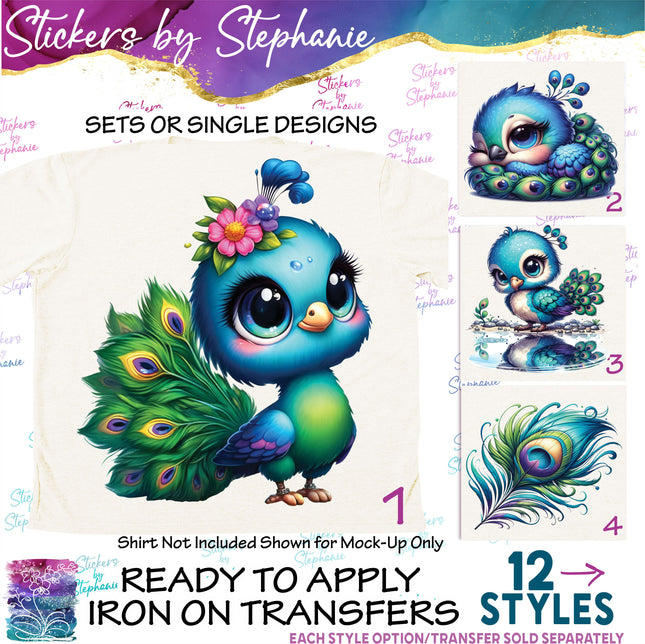 (s02A-130) Baby Peacock Iron-On Transfer or Sticker