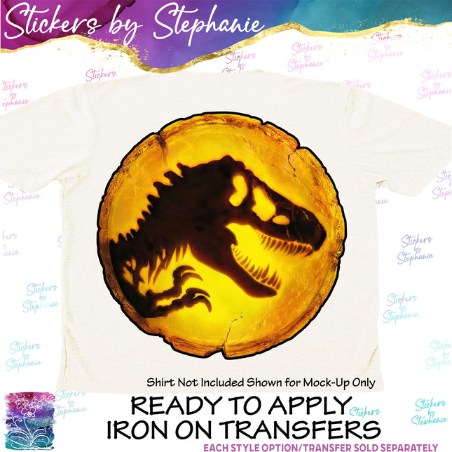 (s02A-136) Dinosaur Amber Iron-On Transfer or Sticker