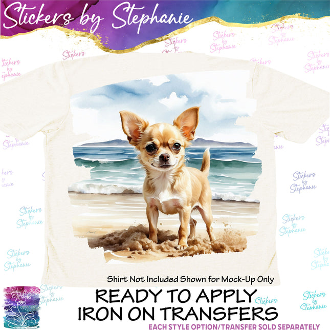 (s02A-137) Chihuahua Beach Iron-On Transfer or Sticker
