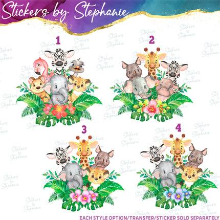 (s02A-146) Watercolor Safari Animals Iron-On Transfer or Sticker