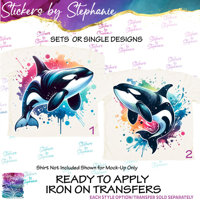 (s02A-159) Orca Killer Whale Colorful Iron-On Transfer or Sticker