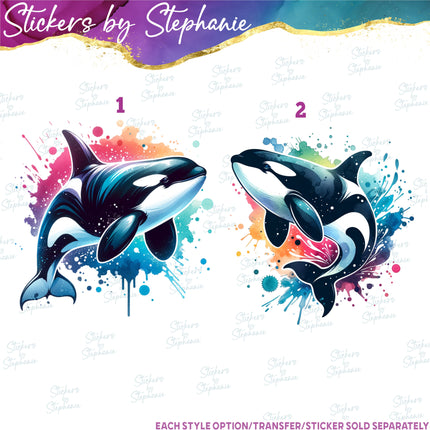 (s02A-159) Orca Killer Whale Colorful Iron-On Transfer or Sticker