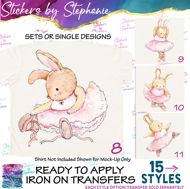 (s02A-167) Ballet Ballerina Bunny Rabbit Iron-On Transfer or Sticker