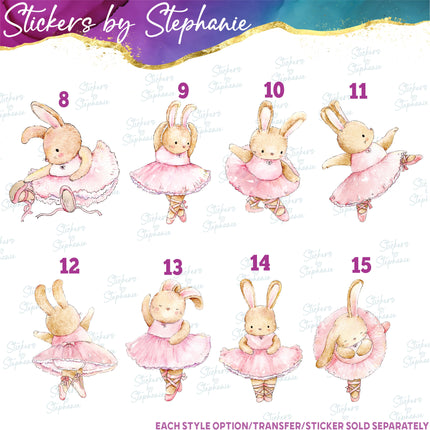 (s02A-167) Ballet Ballerina Bunny Rabbit Iron-On Transfer or Sticker