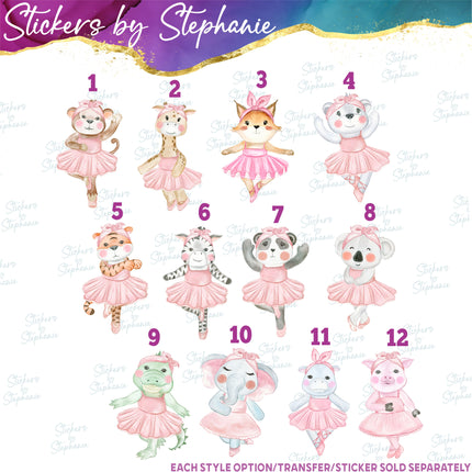 (s02A-168) Ballet Ballerina Animals Iron-On Transfer