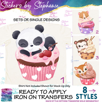 (s02A-170) Animal Cupcakes Iron-On Transfer or Sticker