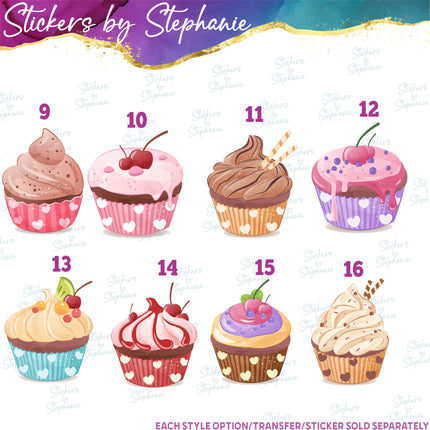 (s02A-170) Animal Cupcakes Iron-On Transfer or Sticker