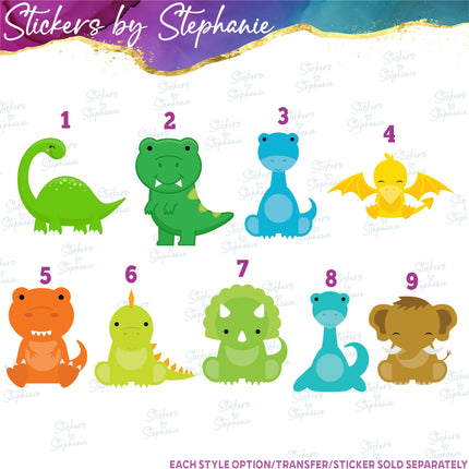 (s02A-178) Cartoon Dino Dinosaur Iron-On Transfer or Sticker