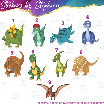 (s02A-180) Cartoon Dino Dinosaur Iron-On Transfer or Sticker