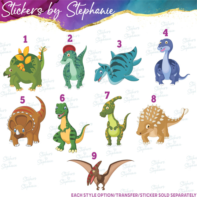 (s02A-180) Cartoon Dino Dinosaur Iron-On Transfer or Sticker