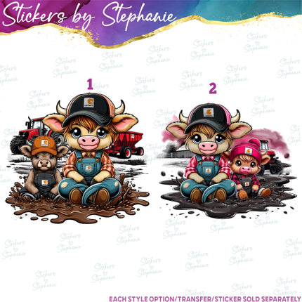 (s02A-019) Mom Baby Boy Girl Cow Iron-On Transfer or Sticker