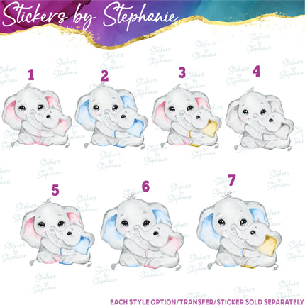 (s02A-190) Mom Dad Baby Brother Sister Elephant Iron-On Transfer or Sticker