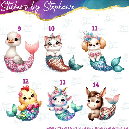 (s02A-196) Mermid Mer Animals Iron-On Transfer or Sticker