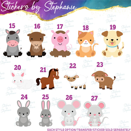 (s02A-204) Cartoon Farm Animals Iron-On Transfer or Sticker