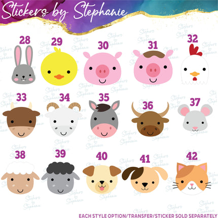 (s02A-204) Cartoon Farm Animals Iron-On Transfer or Sticker