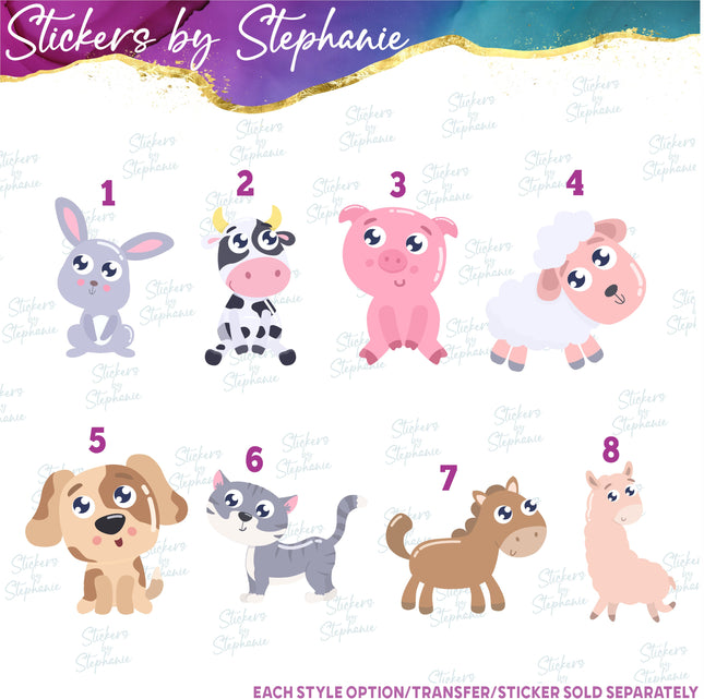 (s02A-206) Cartoon Farm Animals Iron-On Transfer or Sticker