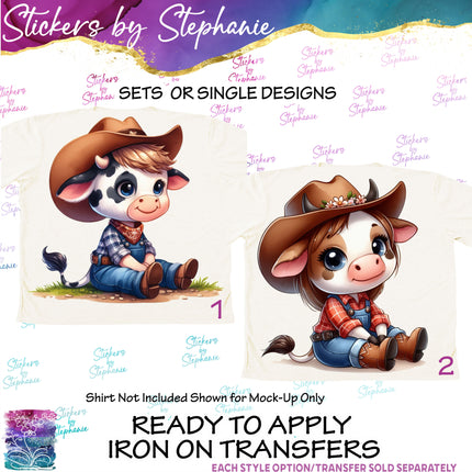 (s02A-021) Boy Girl Cowboy Iron-On Transfer or Sticker