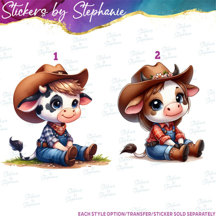 (s02A-021) Boy Girl Cowboy Iron-On Transfer or Sticker