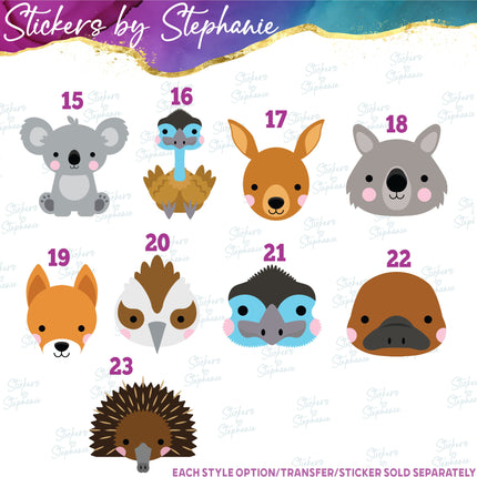 (s02A-210) Australian Animals Iron-On Transfer or Sticker