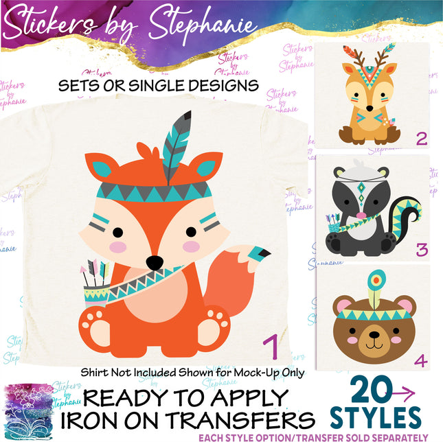 (s02A-211) Tribal Forest Woodland Animals Iron-On Transfer or Sticker