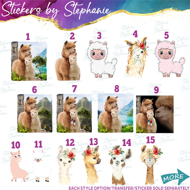 (s02A-222) Llama Alpaca Illustrated Iron-On Transfer