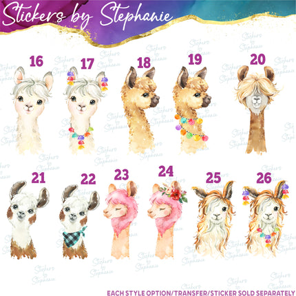 (s02A-222) Llama Alpaca Illustrated Iron-On Transfer