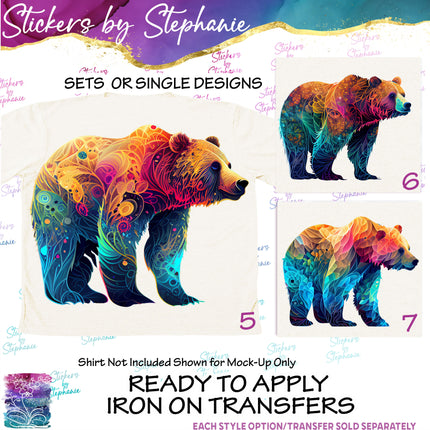 (s02A-024) Bear Colorful Iron-On Transfer or Sticker