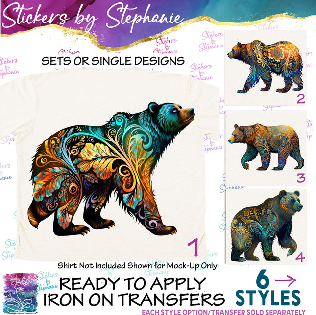 (s02A-025) Colorful Bear Iron-On Transfer or Sticker
