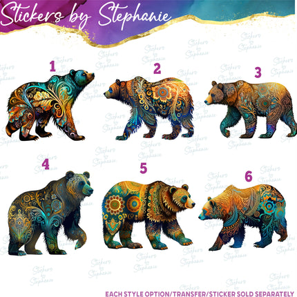(s02A-025) Colorful Bear Iron-On Transfer or Sticker