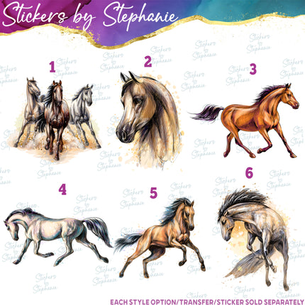 (s02A-003) Watercolor Sketch Horse Iron-On Transfer or Sticker