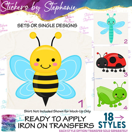 (s02A-030) Cartoon Insects Iron-On Transfer or Sticker