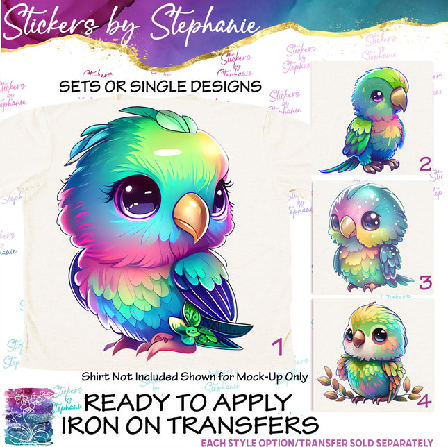 (s02A-031) Parrot Bird Colorful Iron-On Transfer or Sticker