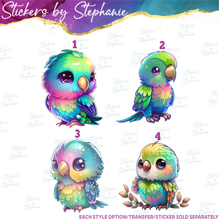 (s02A-031) Parrot Bird Colorful Iron-On Transfer or Sticker
