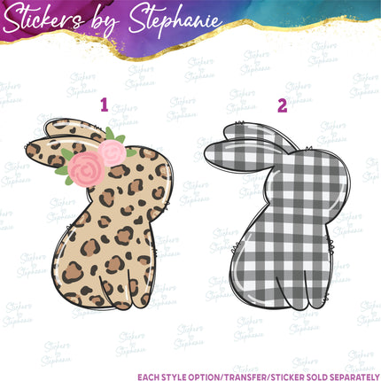 (s02A-035) Bunny Rabbit Leopard Flowers Iron-On Transfer or Sticker