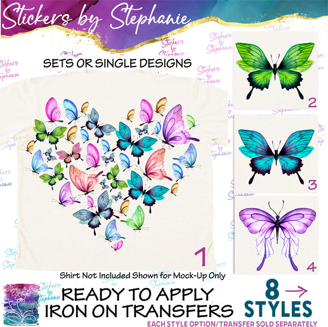 (s02A-036) Butterfly Butterflies Watercolor Iron-On Transfer or Sticker
