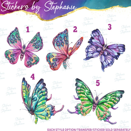 (s02A-037) Watercolor Butterfly Butterflies Iron-On Transfer or Sticker