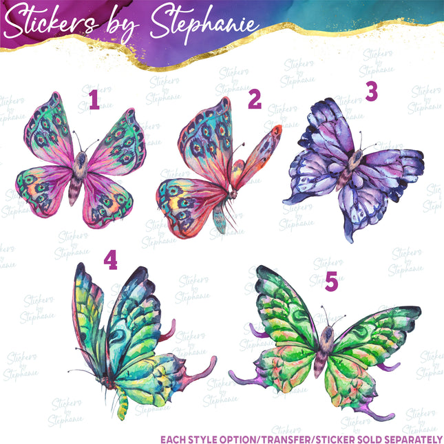 (s02A-037) Watercolor Butterfly Butterflies Iron-On Transfer or Sticker