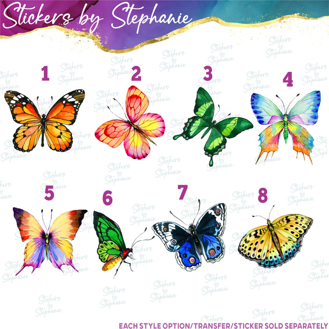 (s02A-038) Watercolor Butterfly Butterflies Monarch Iron-On Transfer or Sticker