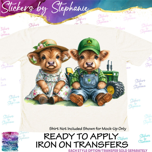 (s02A-042) Boy Girl Kids Cow Farm Iron-On Transfer or Sticker