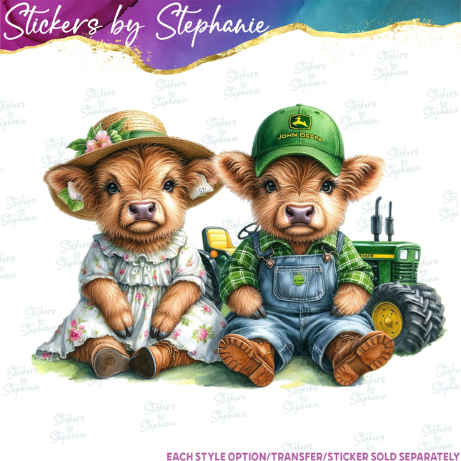(s02A-042) Boy Girl Kids Cow Farm Iron-On Transfer or Sticker