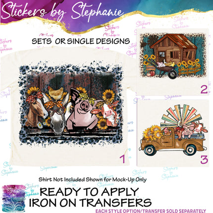 (s02A-044) Farm Animals Iron-On Transfer or Sticker