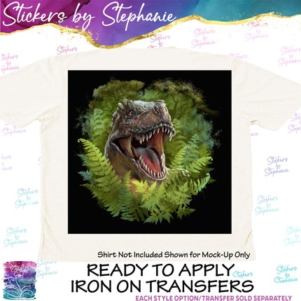 (s02A-052) Dinosaur T-Rex Iron-On Transfer or Sticker
