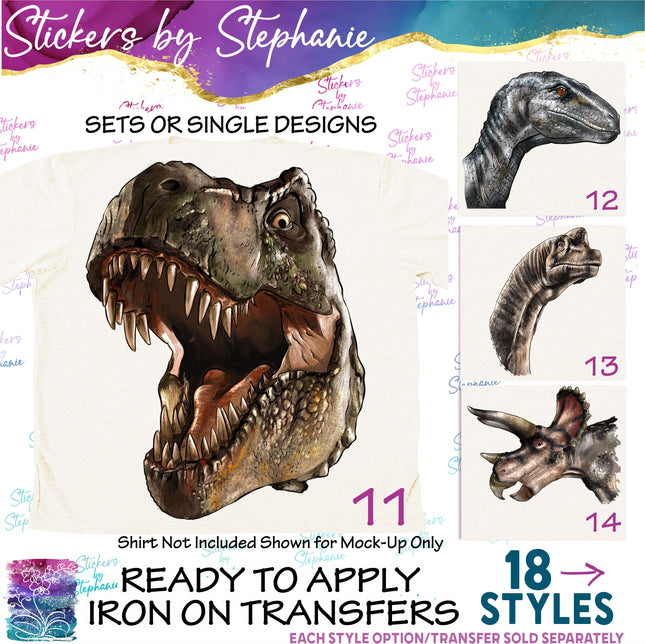 (s02A-054) Dinosaur Head Iron-On Transfer or Sticker
