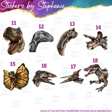 (s02A-054) Dinosaur Head Iron-On Transfer or Sticker
