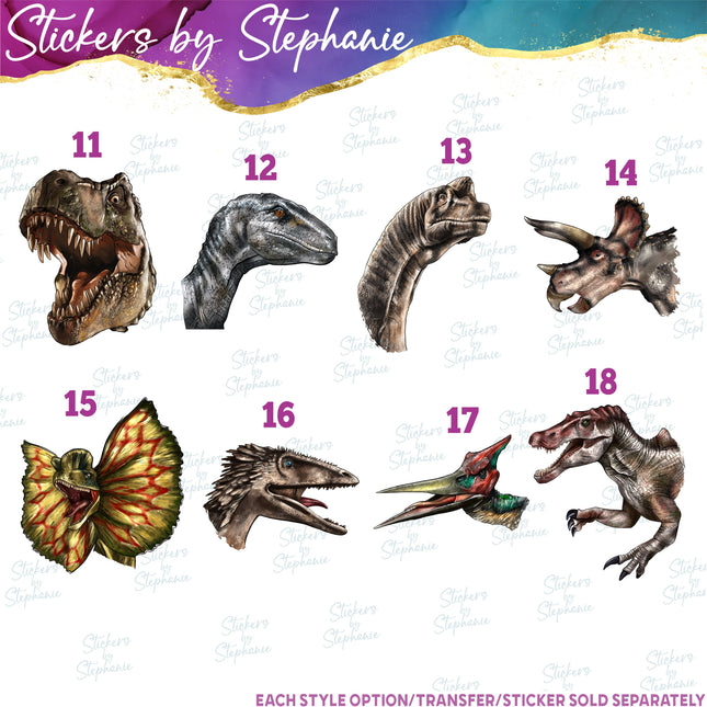 (s02A-054) Dinosaur Head Iron-On Transfer or Sticker