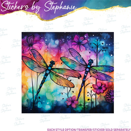 (s02A-060) Dragonfly Alcohol Ink Iron-On Transfer or Sticker