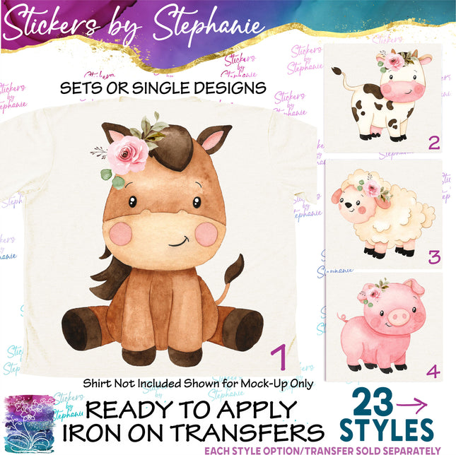 (s02A-067) Baby Farm Animals Iron-On Transfer or Sticker