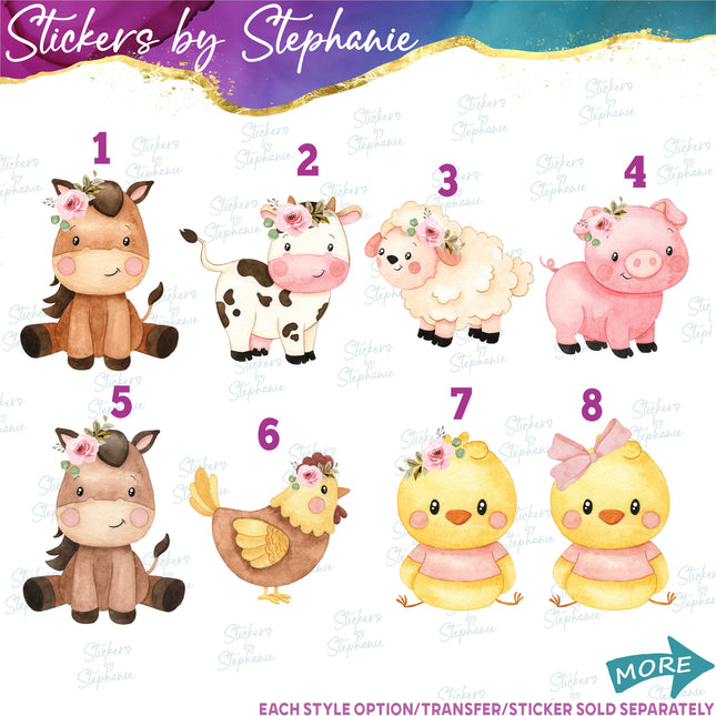 (s02A-067) Baby Farm Animals Iron-On Transfer or Sticker